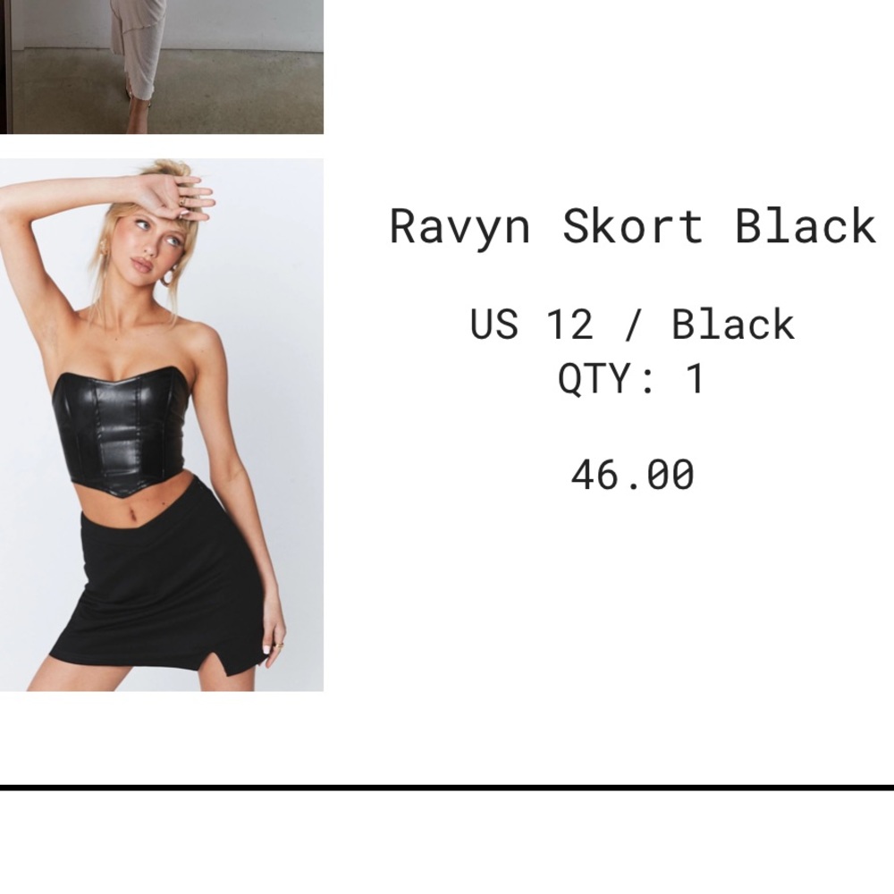 Princess Polly Black Ravyn Skort Size 12